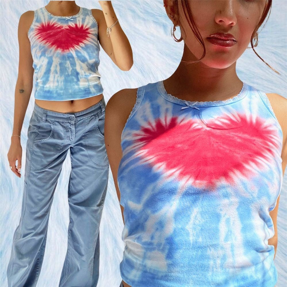 Fashion Printed Round Neck T-shirt Slimming Short Tank Top