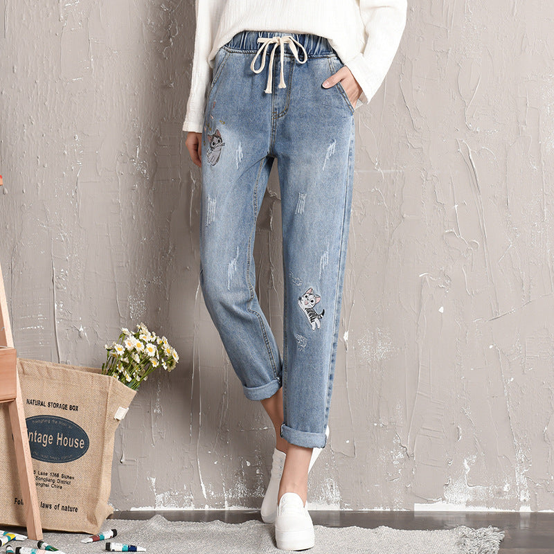 Women's Fashion Slim Fit Straight Jeans