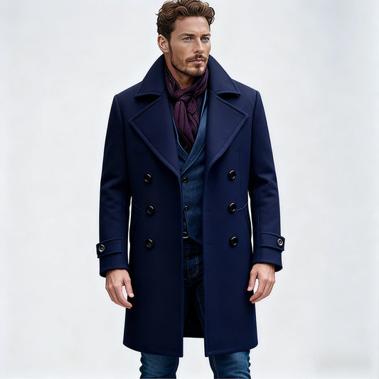 Cotton-padded Wool Coat Fashionable Lapel Wool Outerwear