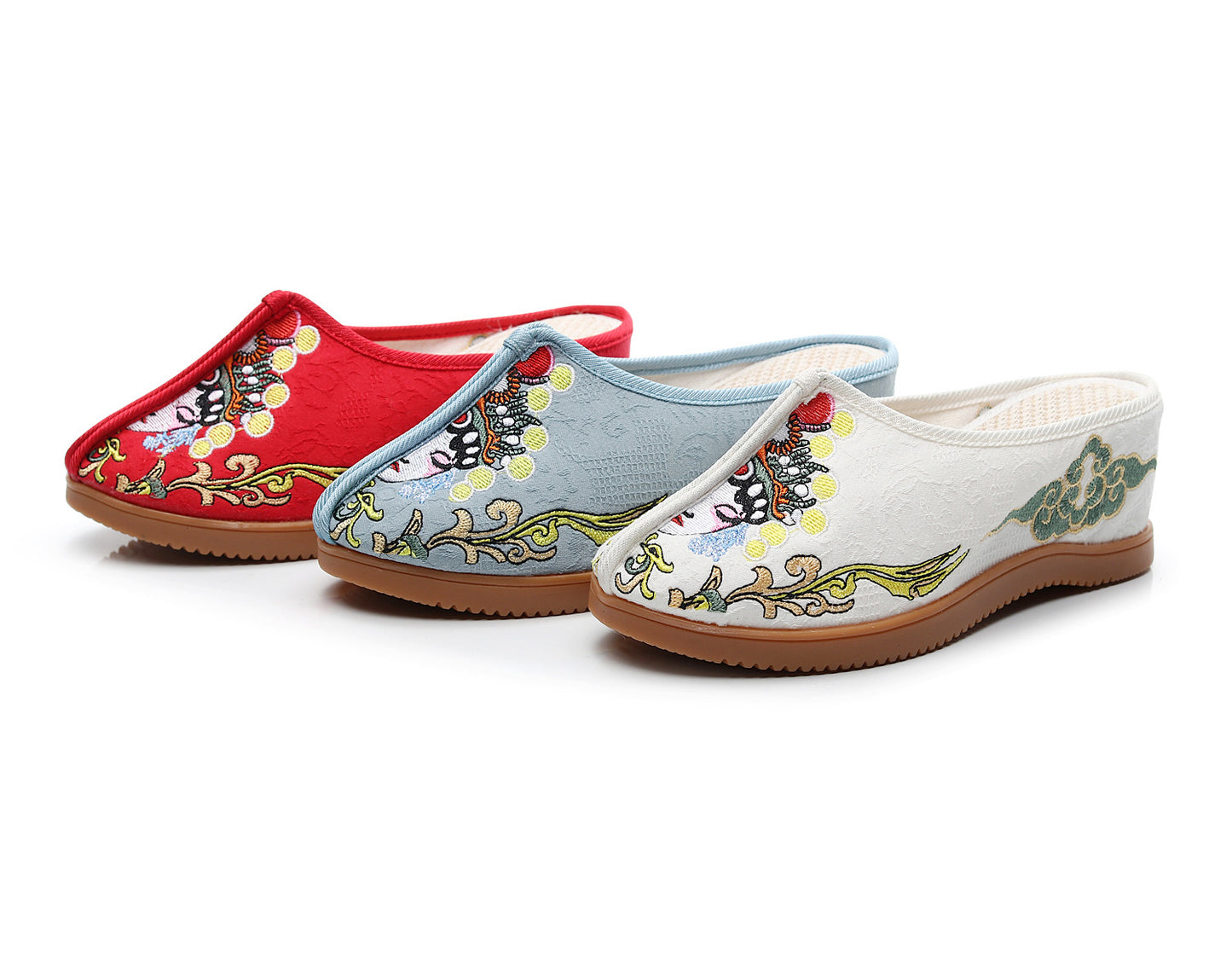 Women's Ethnic Style High-heeled Embroidered Slippers