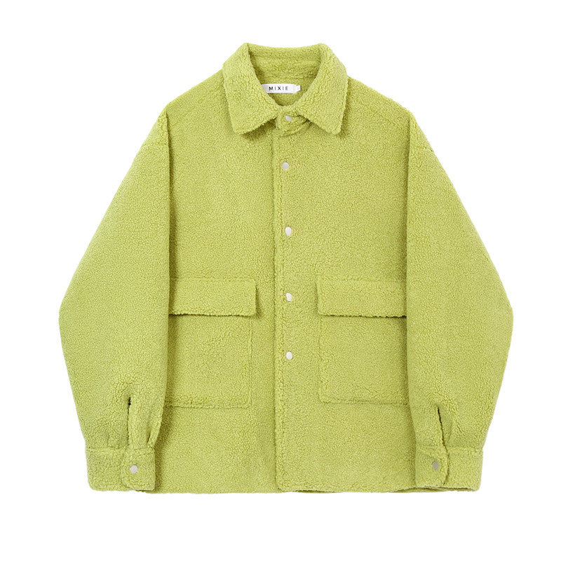 Avocado Green Lamb Faux Sweater Coat