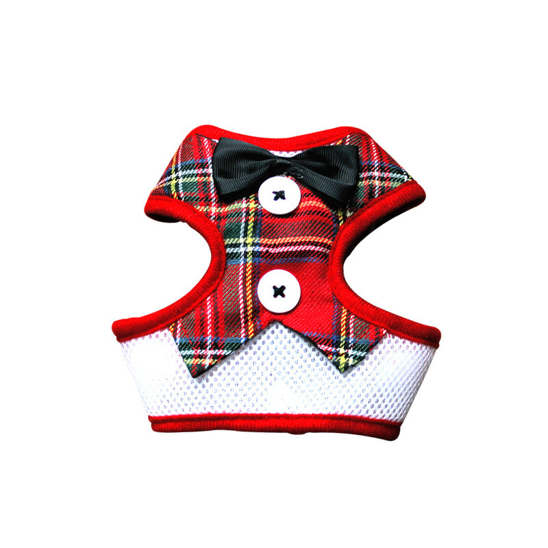 Small Dog Teddy Vest-style Bow Evening Dress With Chest Strap