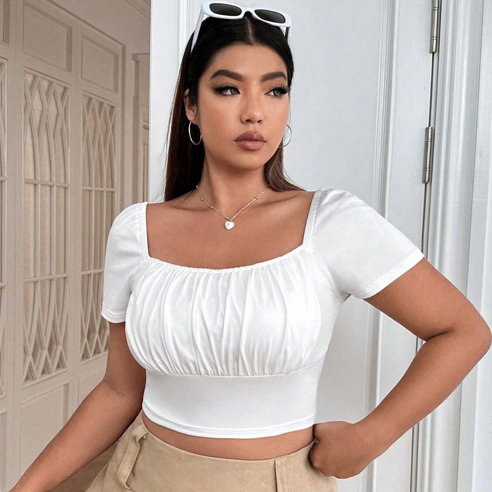 Elegant Square Neck Summer New Slim-fit T-shirt
