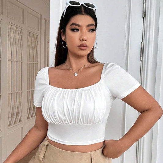 Elegant Square Neck Summer New Slim-fit T-shirt