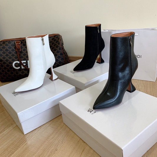 Side Zip Wine Glass Heel Sexy Ankle Boots