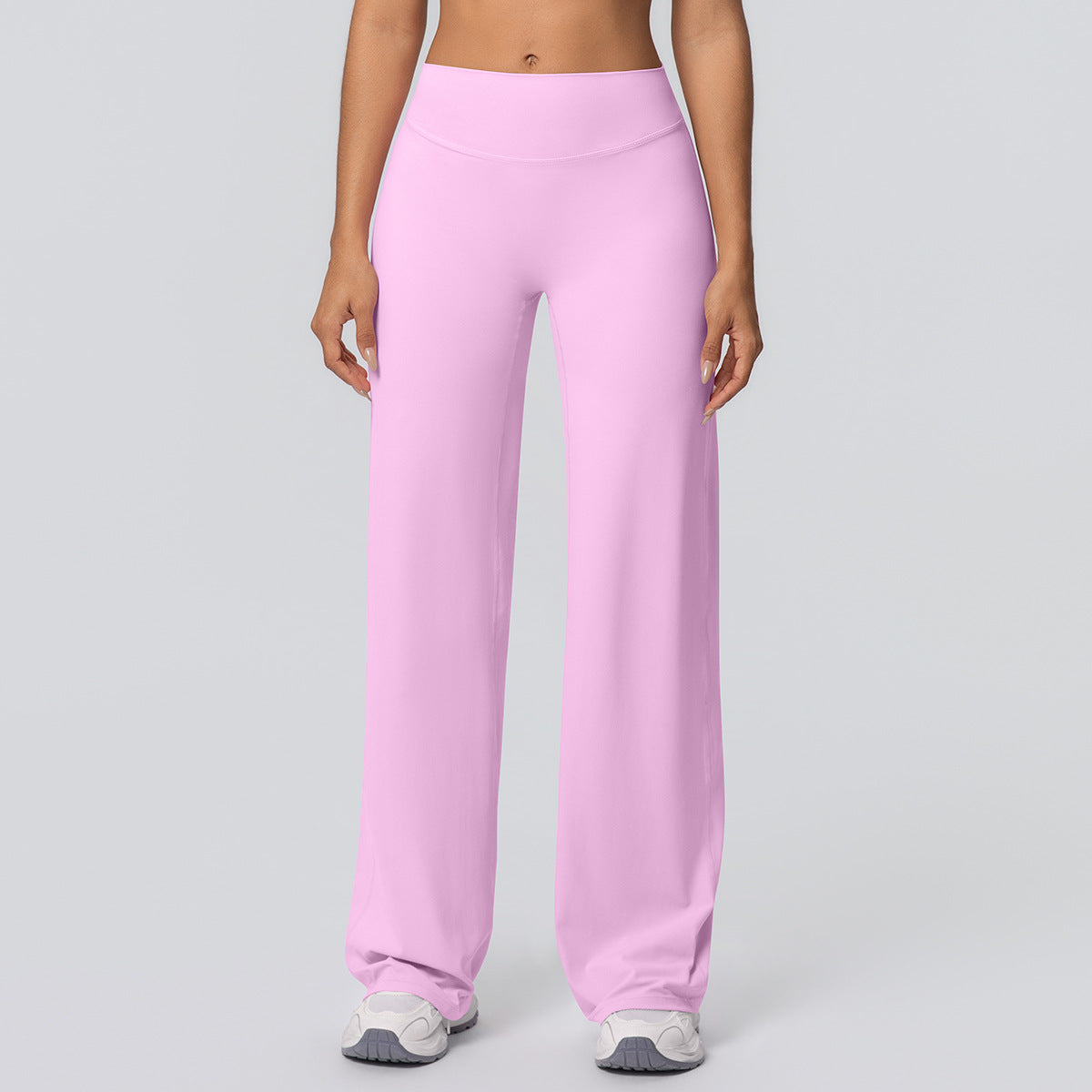 Double-sided Brushed Solid-color High-waisted Loose-fitting Breathable Yoga Wide-leg Pants