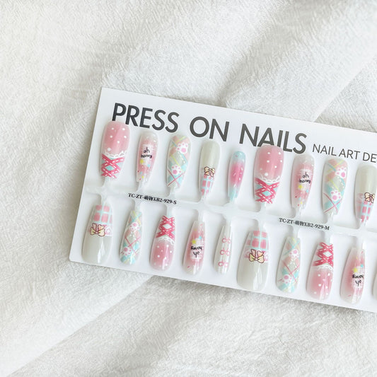 Dopamine Sweet Cool Style Bow French Fake Nail Tip