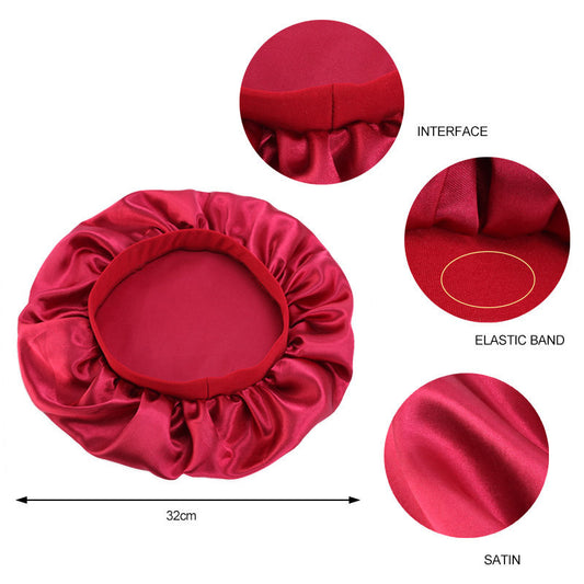 Printet Satin Elastik Bred Kant Nattehue