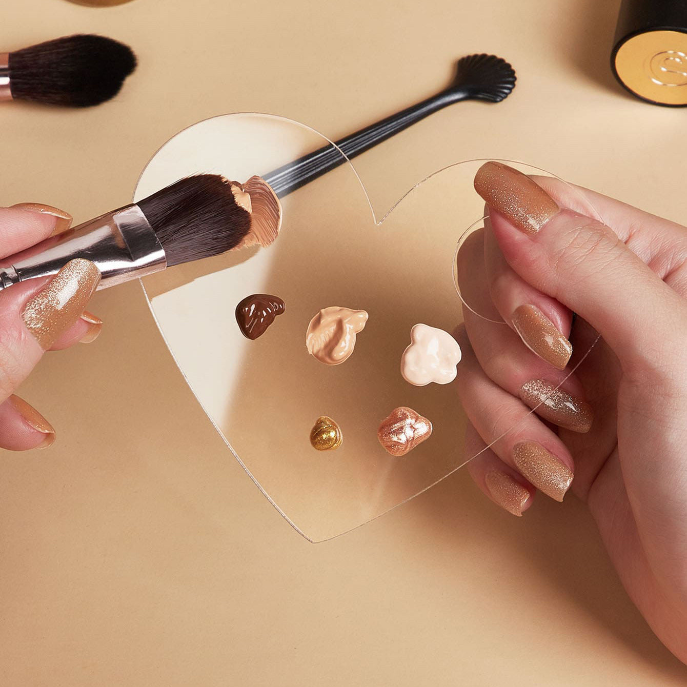 Akryl Nail Art Makeup Palette Øjenskyggestift Gel Foundation Cream Øjenskyggestift Nail Art Kosmetisk Manicure Toolblanding Værktøj Til Rejser Daglig