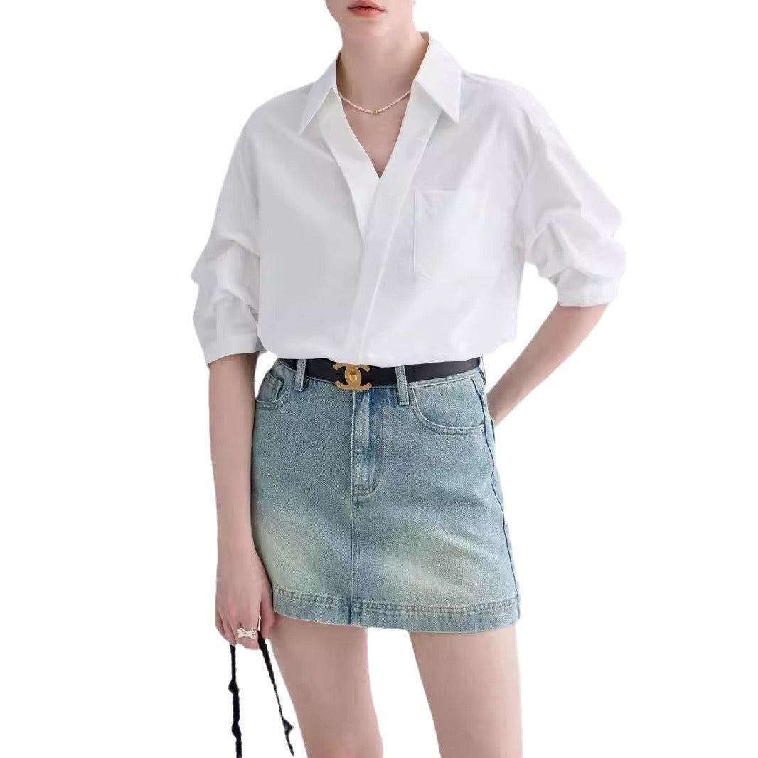 Design Sense Minority Fashion Elegant High Sense V-neck Young French Top