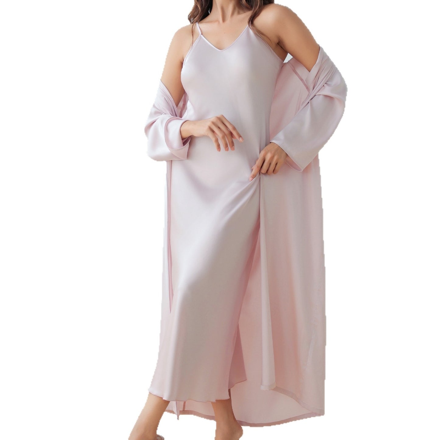 Satin Home Fashion Loose Cami Bathrobe Set