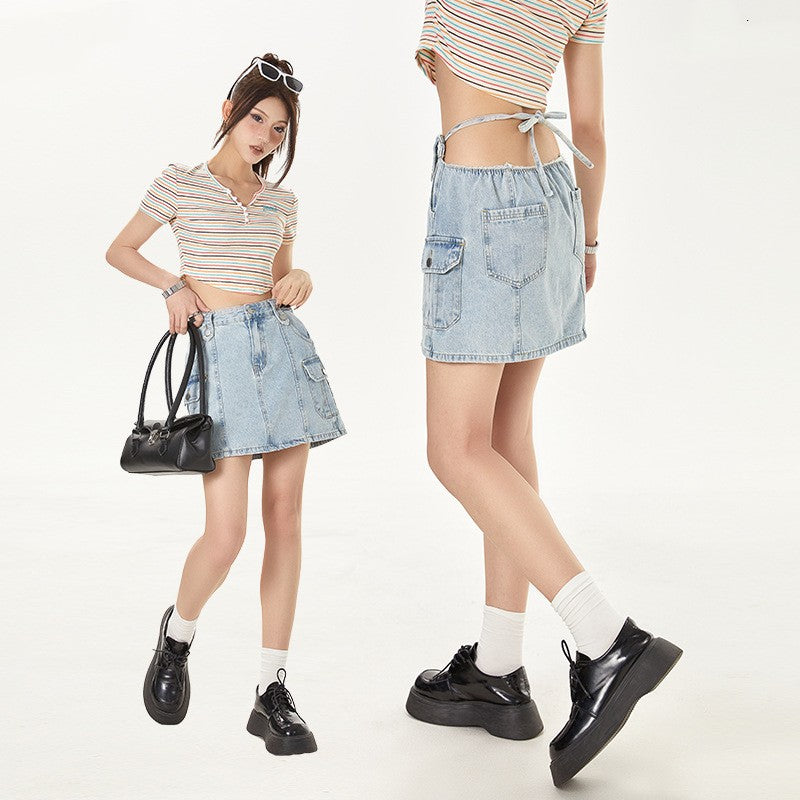 Women's American Retro Hot Girl Denim Skirt