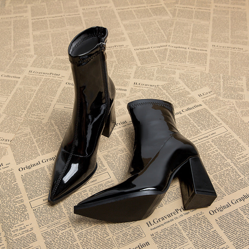 Women's Autumn And Winter White Skinny Boots Boots