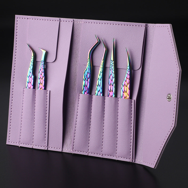 Colorful Stainless Steel Grafting Eyelash Tweezers Full Series Manicure Implement