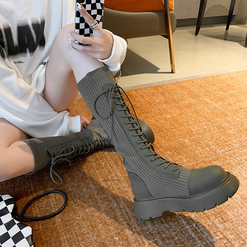 But Knee Boots Women's British Style Trifle