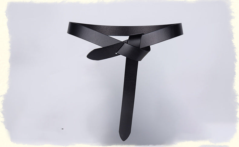 Casual No Buckle Knotted First Layer Leather Ladies Belt