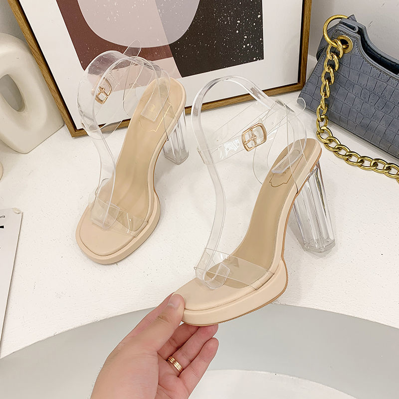 Women's Chunky Heel Transparent Fashion Sandals With High Heels