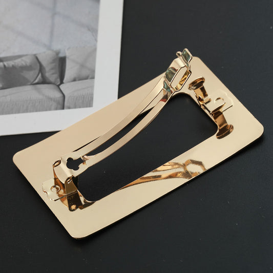 Large Rectangular Hollow Barrettes Brushed