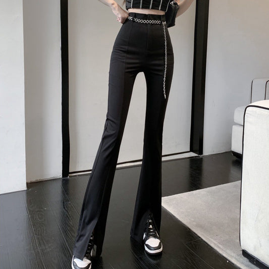 Black Micro Slit Mopping Pants