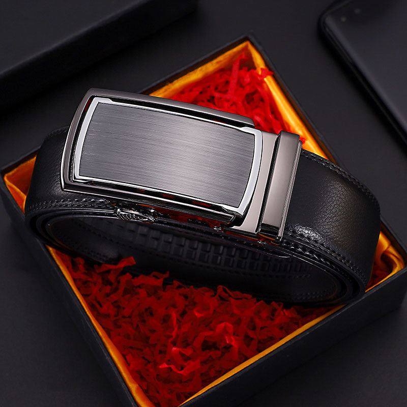 Men's Leather Belt With Automatic Buckle