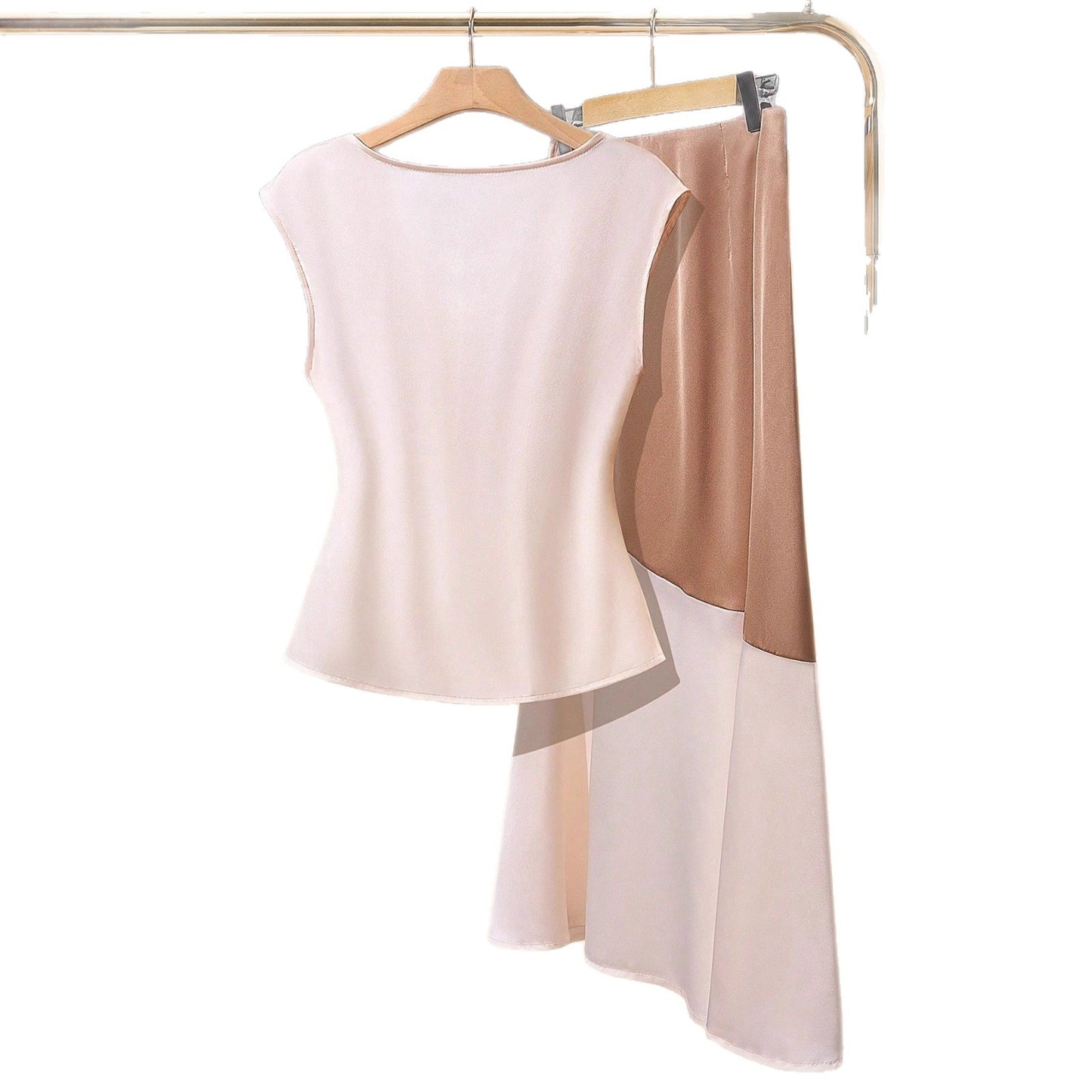 Elegant Sleeveless Top And Skirt Set