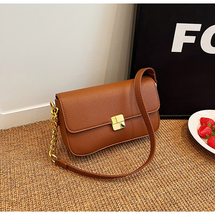 Simple Chain Small Square Western Style Hardware Decoration Hand Shoulder Bag