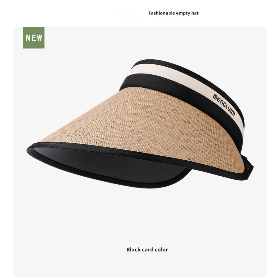 Sun Protection Hat Widened Large Brim Straw Woven Air Top Outdoor Face Covering Folding