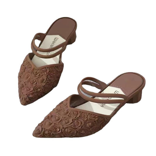 Solid Color Bag Head Half Drag Sandals
