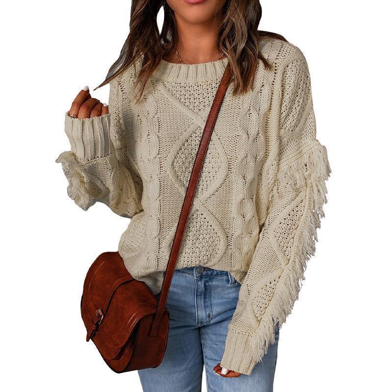 Fashion Pullover Round Neck Knitted Sweater For Women