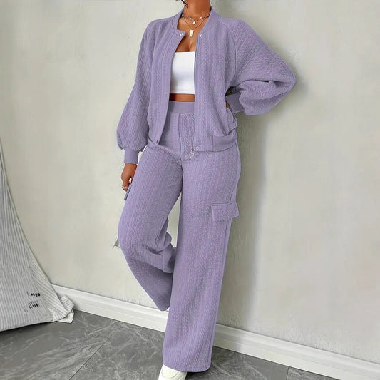 Stylish Casual Knit Hoodie And Pants Two-piece Set