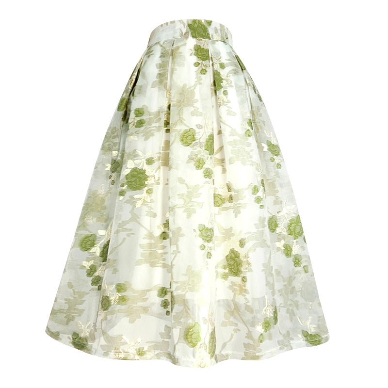 Original Design Embroidered High Waisted Skirt