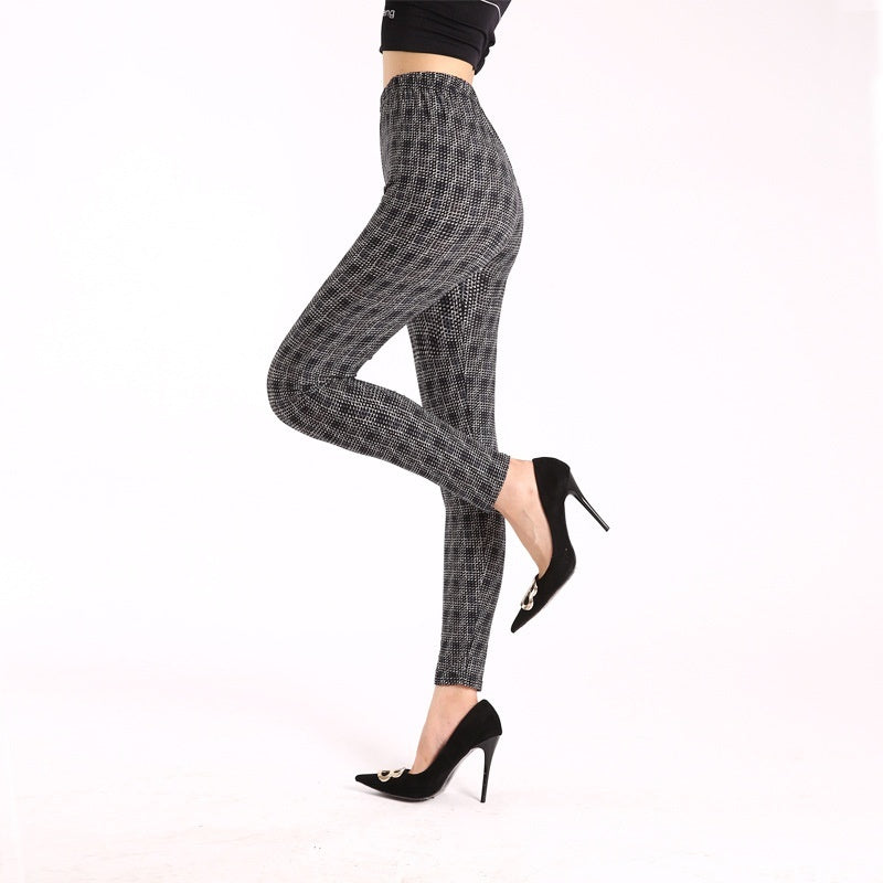 Autumn Underwear Leggings Stretch Printed High-waisted Trousers
