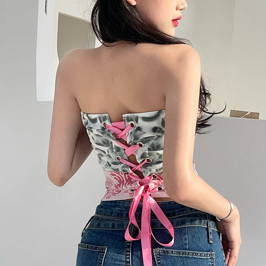 European And American Style Retro Oil Painting Printing Chest Vest