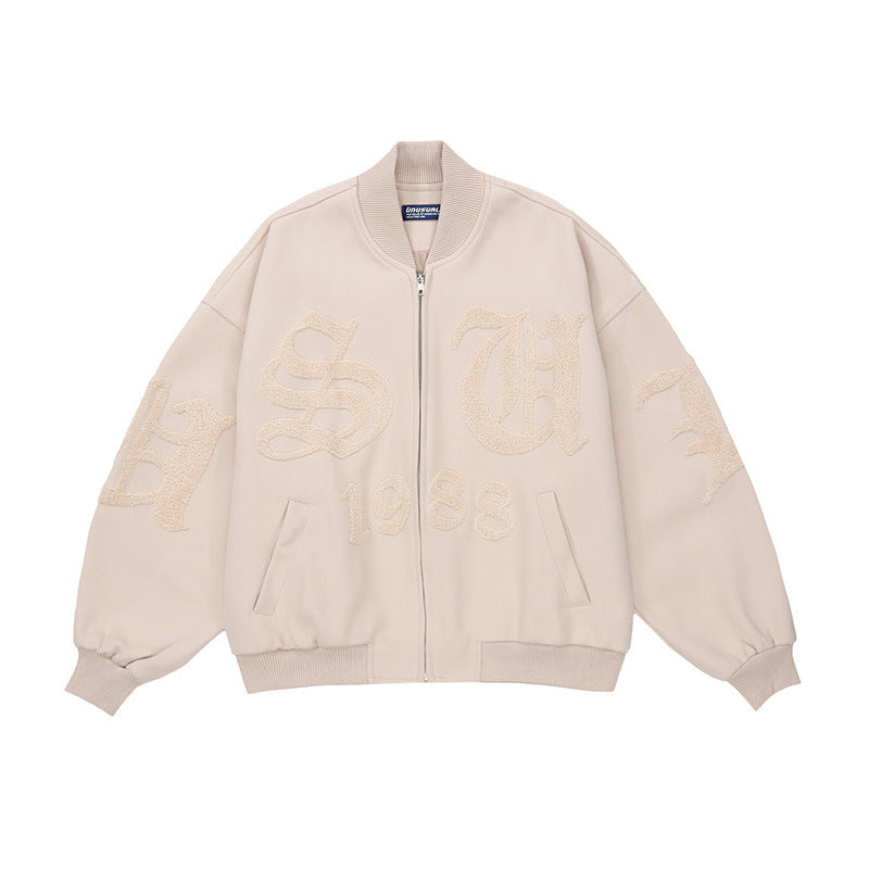 Hong Kong Style Campus Warm Design Loose Jacket