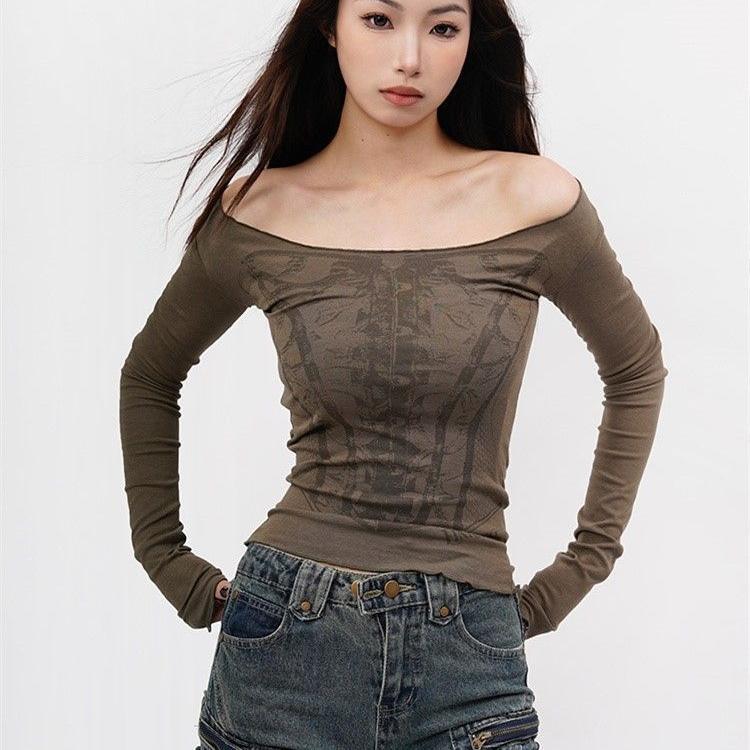 Women's Retro Square-Shoulder Slimming Long-Sleeve