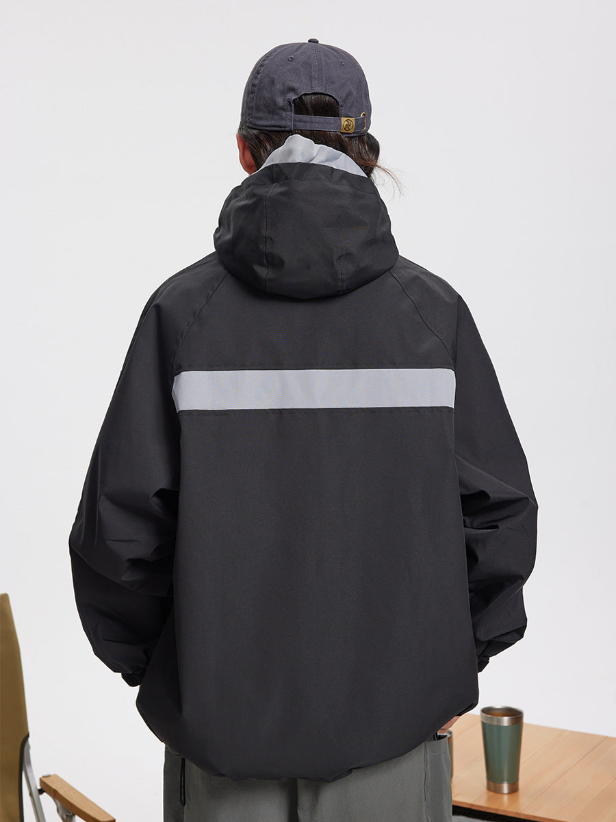 Men's Fashion Retro Contrast Color Outdoor Shell Jacket