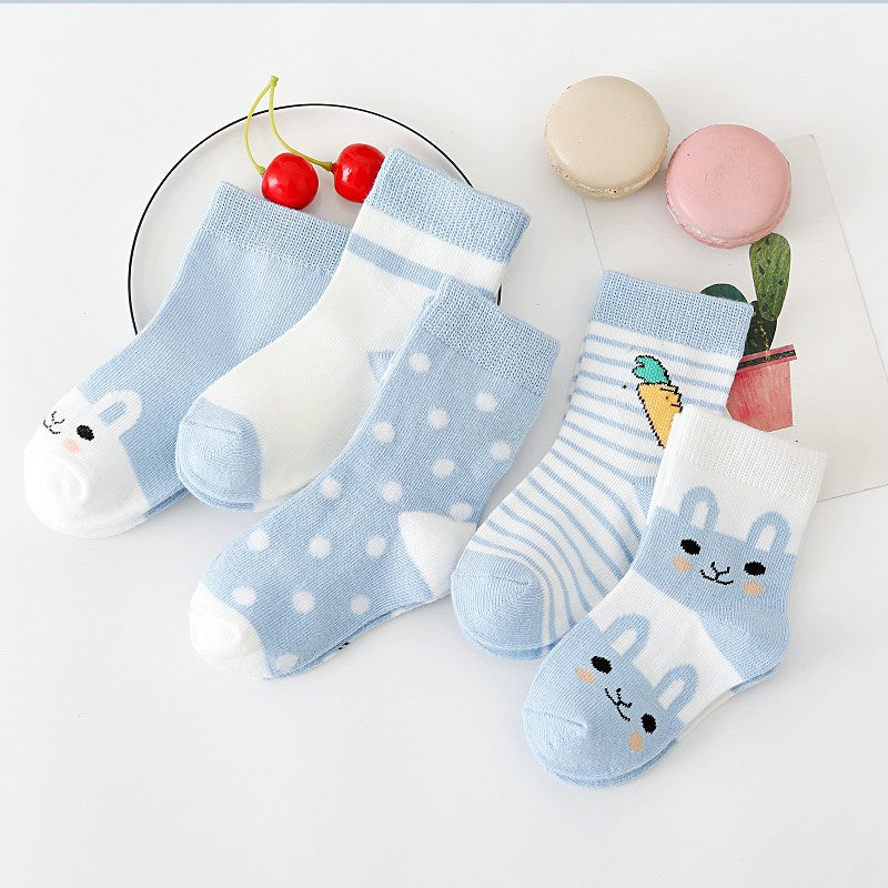 Boys And Girls Cotton Mid-tube Floor Socks