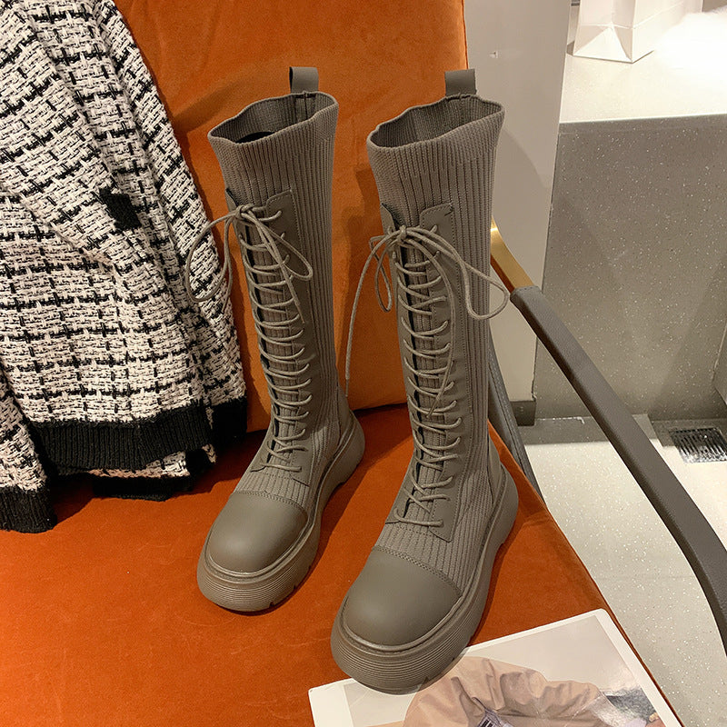 But Knee Boots Women's British Style Trifle