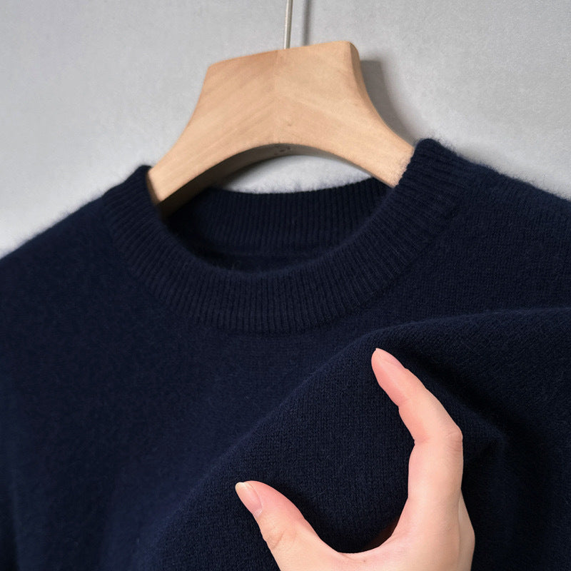 Casual Fashion Bottoming Shirt Young And Middle-aged Simple Half Turtleneck Solid Color Sweater For Men