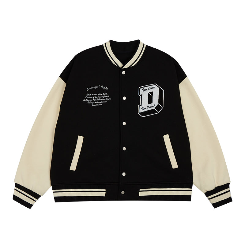 Men's And Women's Retro Letter Embroidered Baseball Jacket