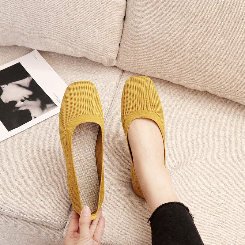 Ladies New Knitted Fashion Flat Peas Shoes Casual Shoes