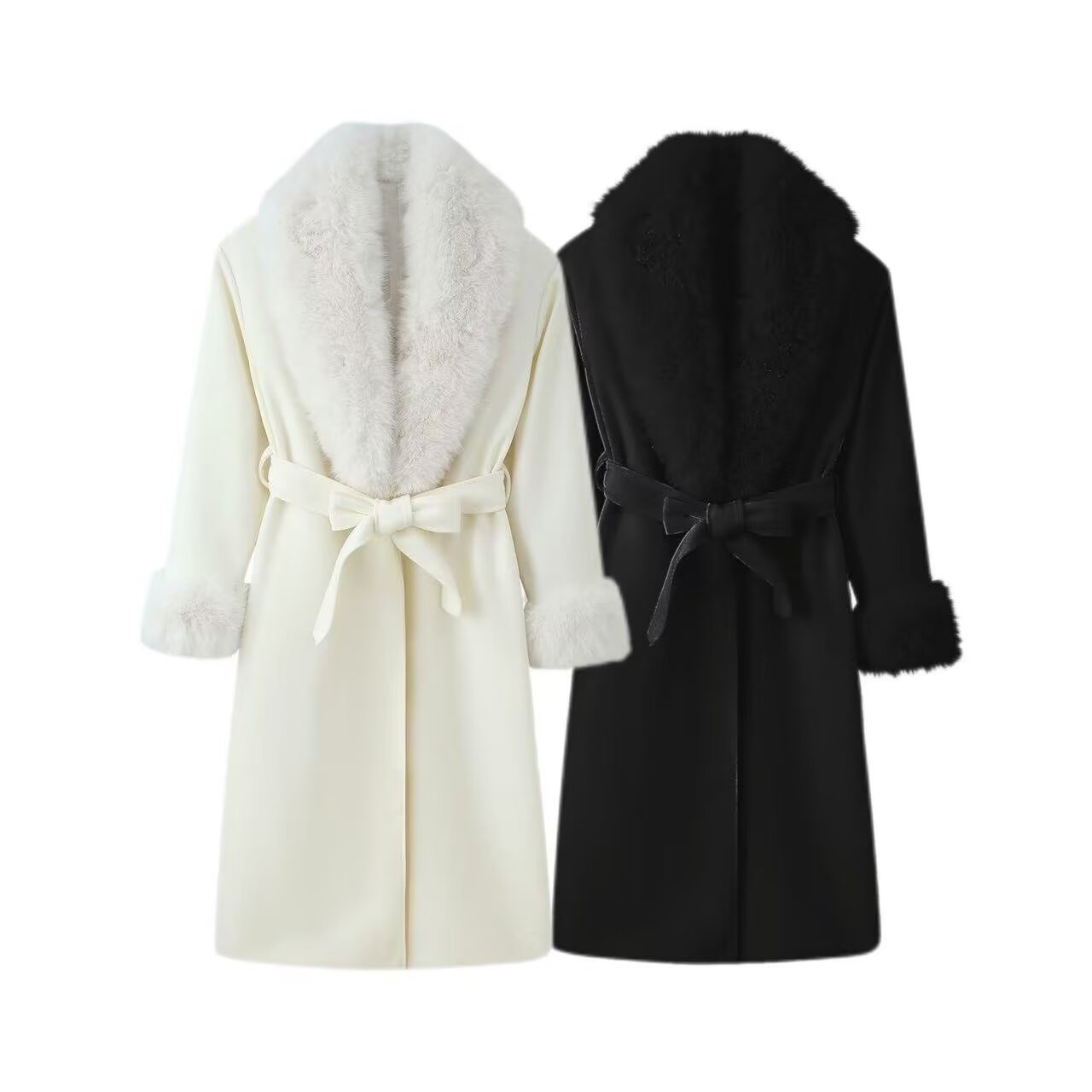 New Winter Womens Solid-color Fluffy Warm Coat