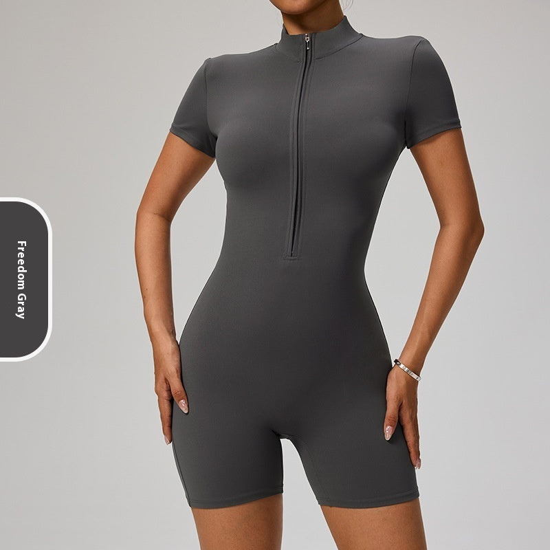 Lynlås Kortærmet Yoga Jumpsuit Dame Sports Jumpsuit