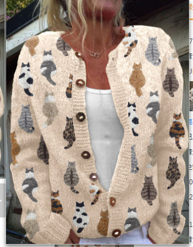 3D Digital Printing Cardigan Knitted Coat