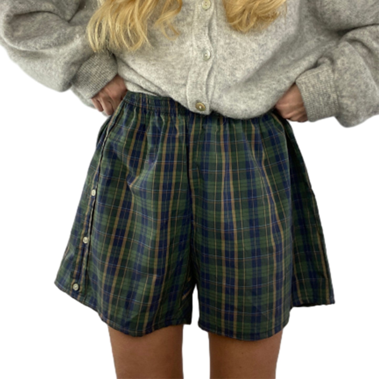 Women's Shorts Loose Plaid Beach Pants Home Wear