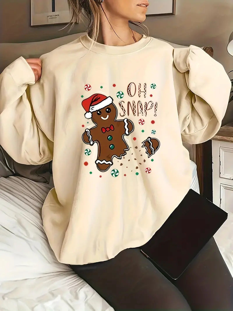 Ingefærkage-sweater med print i Kawaii juletema