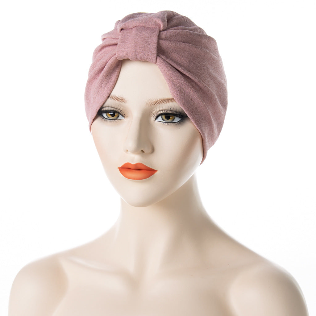 Solid Color Hooded Women's Bottoming Bow Turban