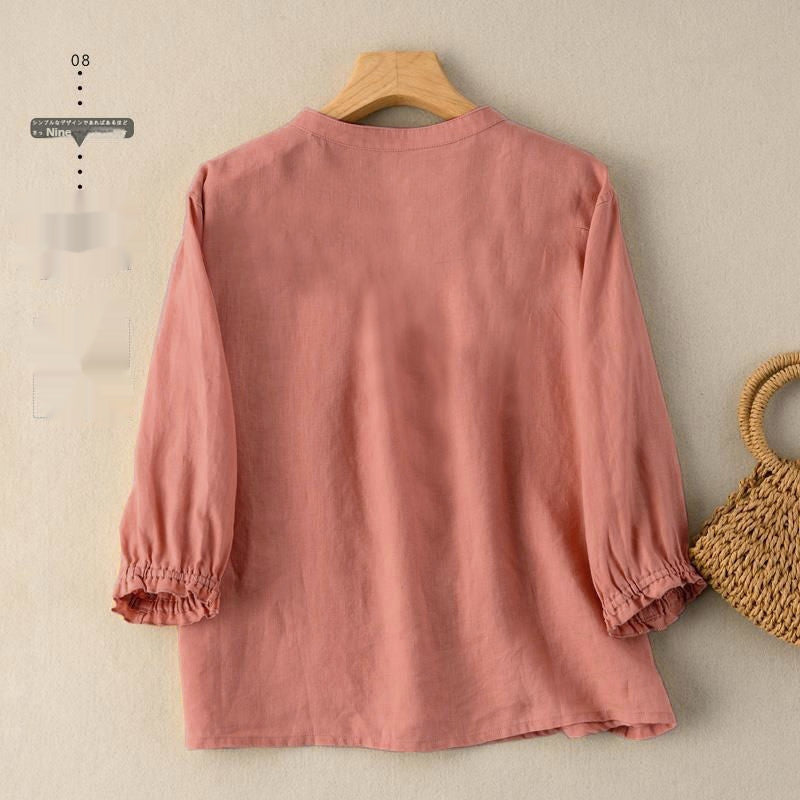 Half Sleeve Artistic Retro Women's Summer New Loose Women's Shirt