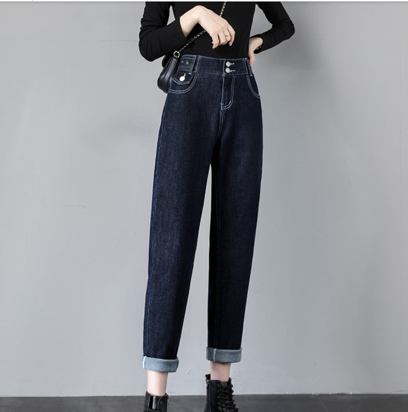 Straight Loose High Waist Slimming Radish Daddy Female Pants