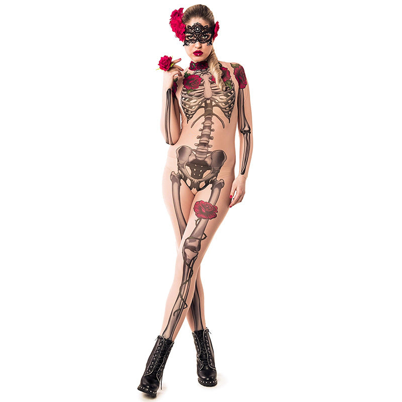 Horror Skull Rose Skeleton Women's Jumpsuit